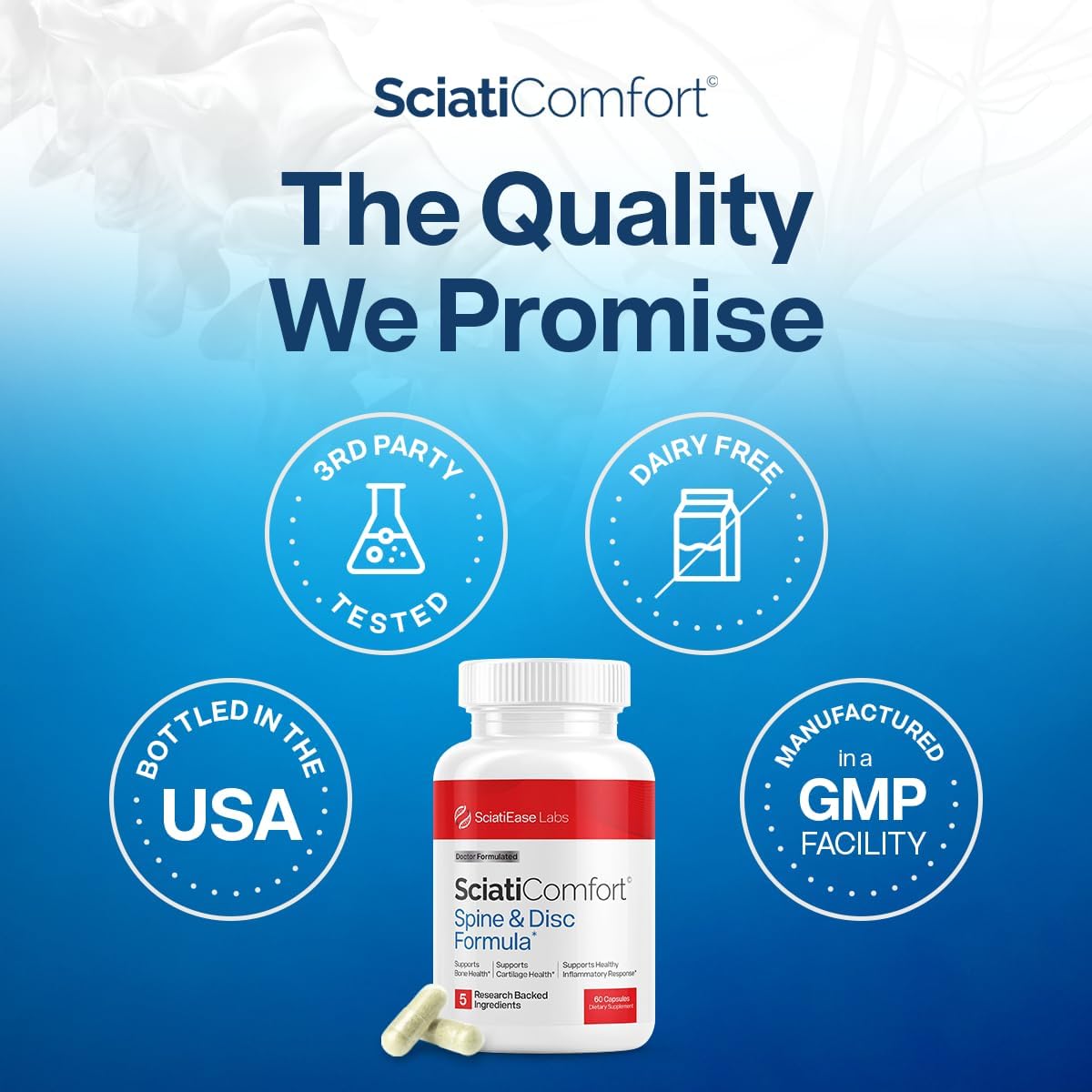 SciatiEase SciatiComfort Spine & Disc Support Supplement, 30 Day Supply SciatiEase