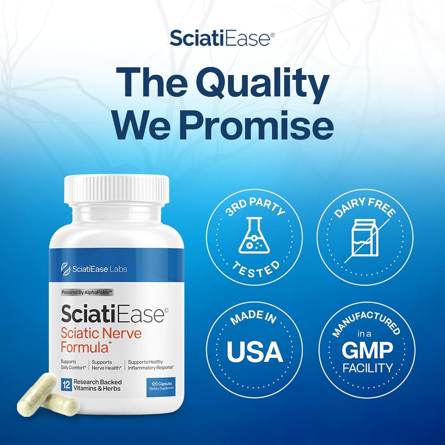 SciatiEase Sciatic Nerve Health Support Supplement, 120 Capsules SciatiEase