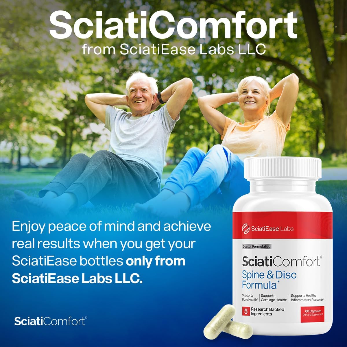 SciatiEase SciatiComfort Spine & Disc Support Supplement, 30 Day Supply SciatiEase