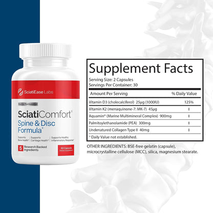 SciatiEase SciatiComfort Spine & Disc Support Supplement, 30 Day Supply SciatiEase